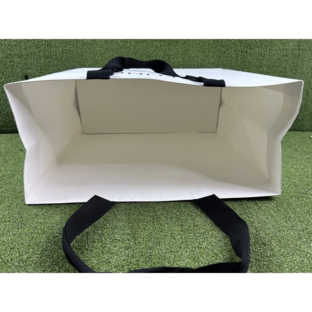 CELINE Paris Large White Shopping Tote Bag 16'x16'x7' Black Handles Store Ba - Picture 5 of 8